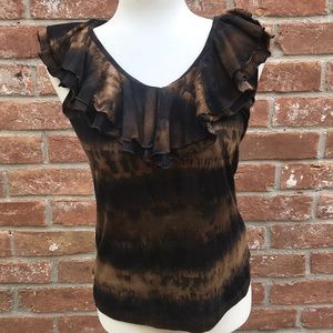 Ralph Lauren Brown/Black Tie Dye Ruffe Tank